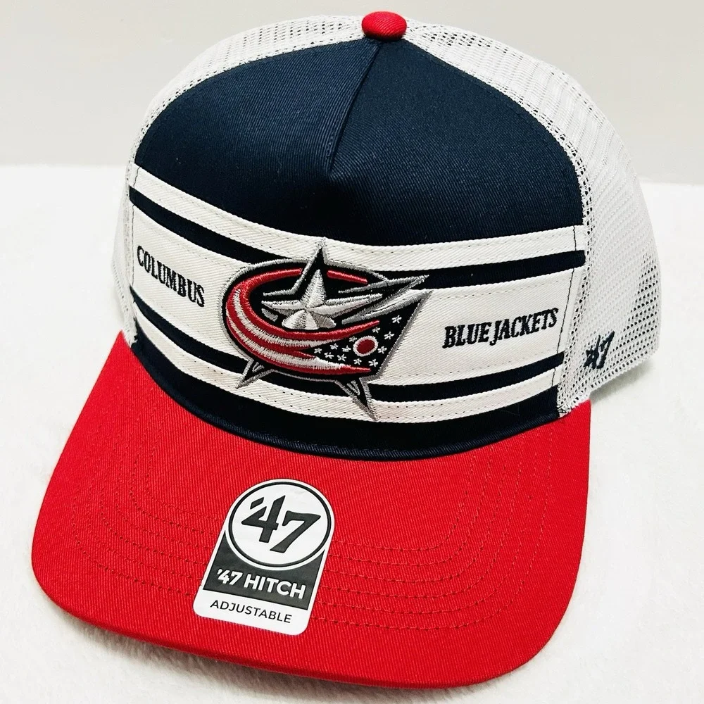 '47 Brand Columbus Blue Jackets Arena Stripe A-Frame Hitch Hat Cap Adjustable